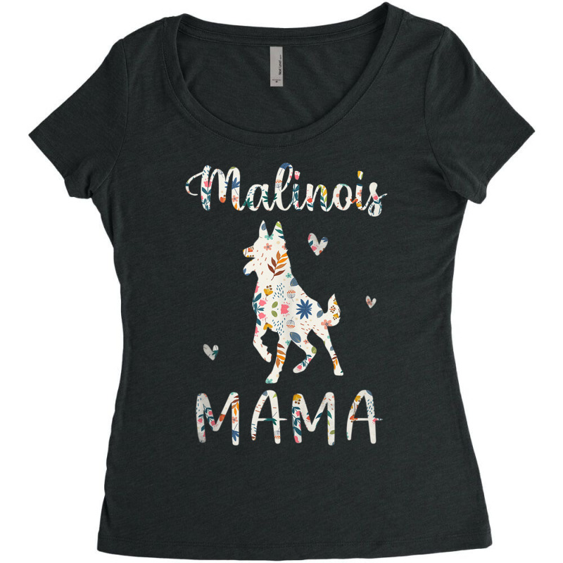 Malinois Mama Floral Dog Mom Love Tank Top Women's Triblend Scoop T-shirt by cm-arts | Artistshot