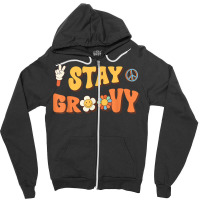 Stay Groovy Wavy Hippie Boho Retro Positive And Peace T Shirt Zipper Hoodie | Artistshot