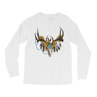 Boho Deer Skull Sunflowers And Gemstone Long Sleeve Shirts | Artistshot