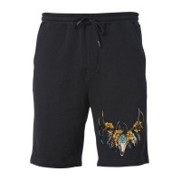 Boho Deer Skull Sunflowers And Gemstone Fleece Short | Artistshot