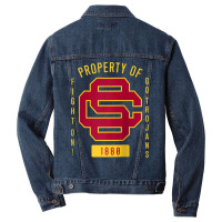 Usc Fight On! Sc Interlock Go Trojans Gold Cardinal Fill Men Denim Jacket | Artistshot