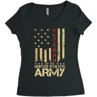 Patriotic U.s Army Veteran Red Line American Flag Vintage Women's Triblend Scoop T-shirt | Artistshot