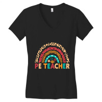 Pe Teacher Vintage Rainbow Physical Education Teacher Women's V-neck T-shirt | Artistshot