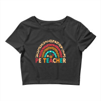 Pe Teacher Vintage Rainbow Physical Education Teacher Crop Top | Artistshot