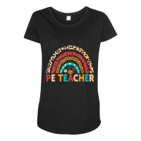 Pe Teacher Vintage Rainbow Physical Education Teacher Maternity Scoop Neck T-shirt | Artistshot