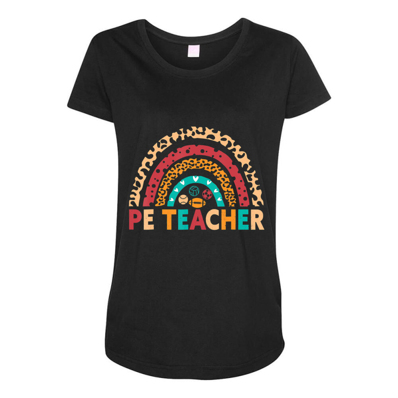 Pe Teacher Vintage Rainbow Physical Education Teacher Maternity Scoop Neck T-shirt by cm-arts | Artistshot