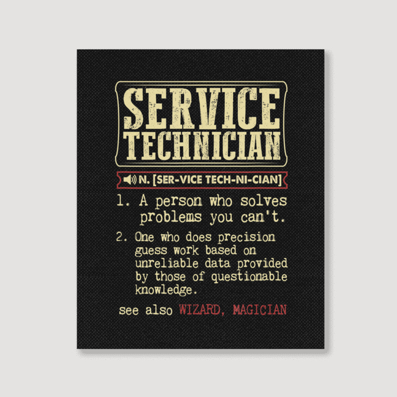 Service Technician Dictionary Term Portrait Canvas Print | Artistshot