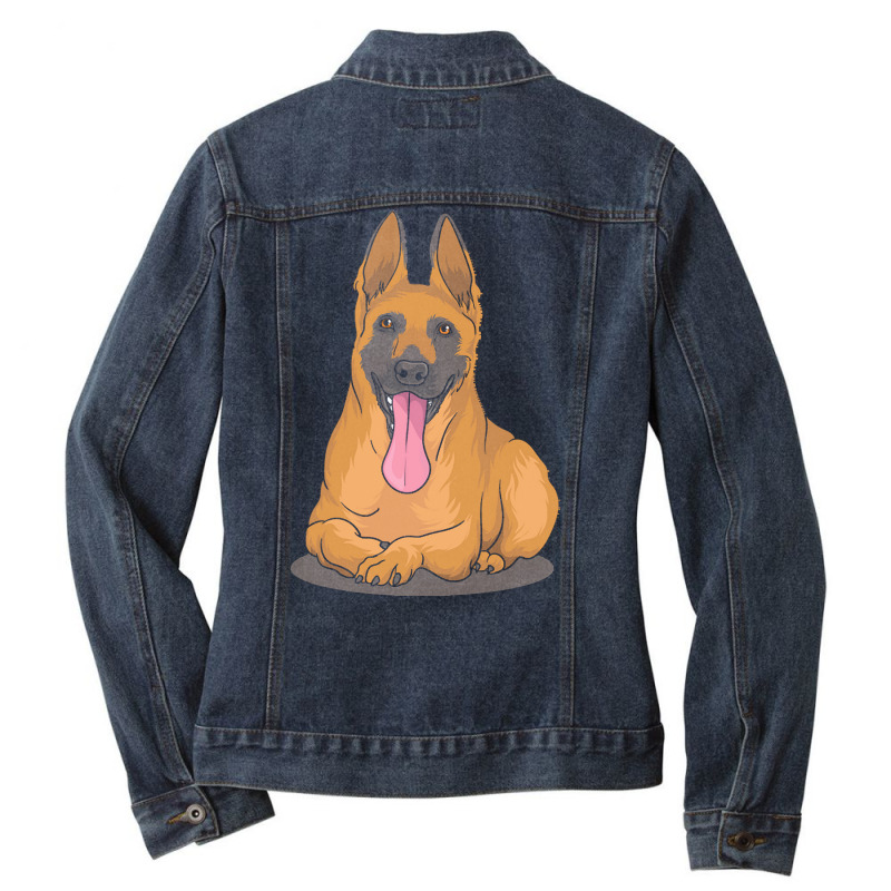 Belgian Shepherd Malinois T  Shirt Belgian Malinois Shepherd Dog Gift Ladies Denim Jacket by delmer | Artistshot