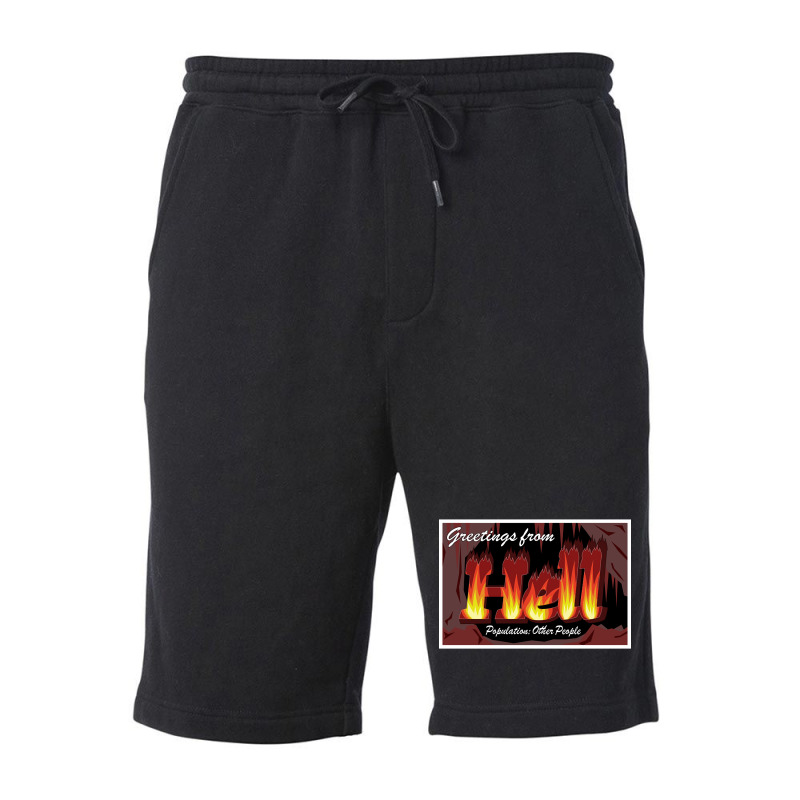 Hell Is Other People - Greetings From Hell Fleece Short by guppiessetting | Artistshot