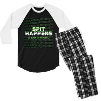 Spit Happens Wear A Mask Men's 3/4 Sleeve Pajama Set | Artistshot