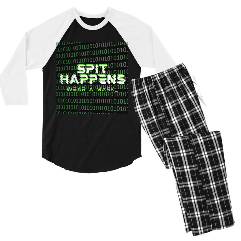 Spit Happens Wear A Mask Men's 3/4 Sleeve Pajama Set | Artistshot