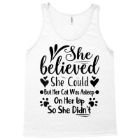 Womens She Believed She Could But Her Cat Was Asleep On Her Lap V Neck Tank Top | Artistshot