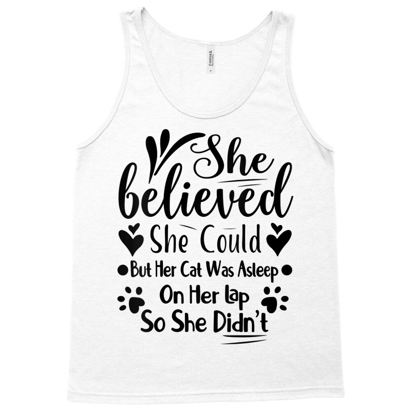 Womens She Believed She Could But Her Cat Was Asleep On Her Lap V Neck Tank Top | Artistshot