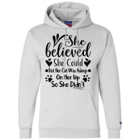 Womens She Believed She Could But Her Cat Was Asleep On Her Lap V Neck Champion Hoodie | Artistshot