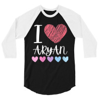 Womens I Love Aryan Personalized Name Cool Birthday Party V Neck T Shi 3/4 Sleeve Shirt | Artistshot