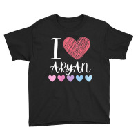 Womens I Love Aryan Personalized Name Cool Birthday Party V Neck T Shi Youth Tee | Artistshot