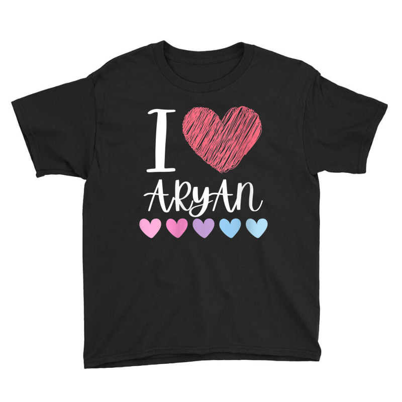 Womens I Love Aryan Personalized Name Cool Birthday Party V Neck T Shi Youth Tee by cm-arts | Artistshot