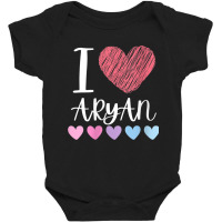 Womens I Love Aryan Personalized Name Cool Birthday Party V Neck T Shi Baby Bodysuit | Artistshot