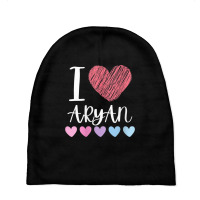 Womens I Love Aryan Personalized Name Cool Birthday Party V Neck T Shi Baby Beanies | Artistshot