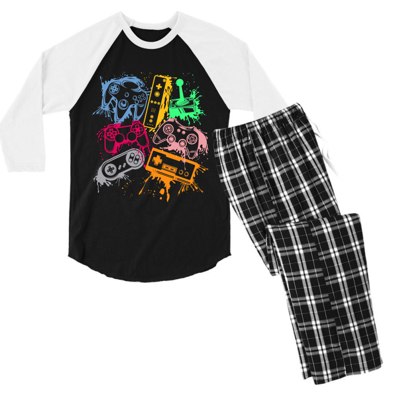 Video Game Console Controllers Retro 80's 90's Arcade Gamer Men's 3/4 Sleeve Pajama Set by cm-arts | Artistshot