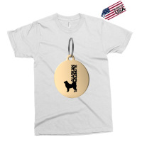 Alaskan Malamute Silhouette In Black And White On Gold Keyring Exclusive T-shirt | Artistshot