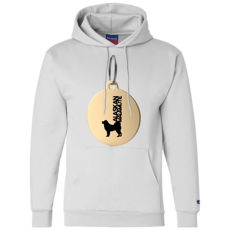 Alaskan Malamute Silhouette In Black And White On Gold Keyring Champion Hoodie | Artistshot