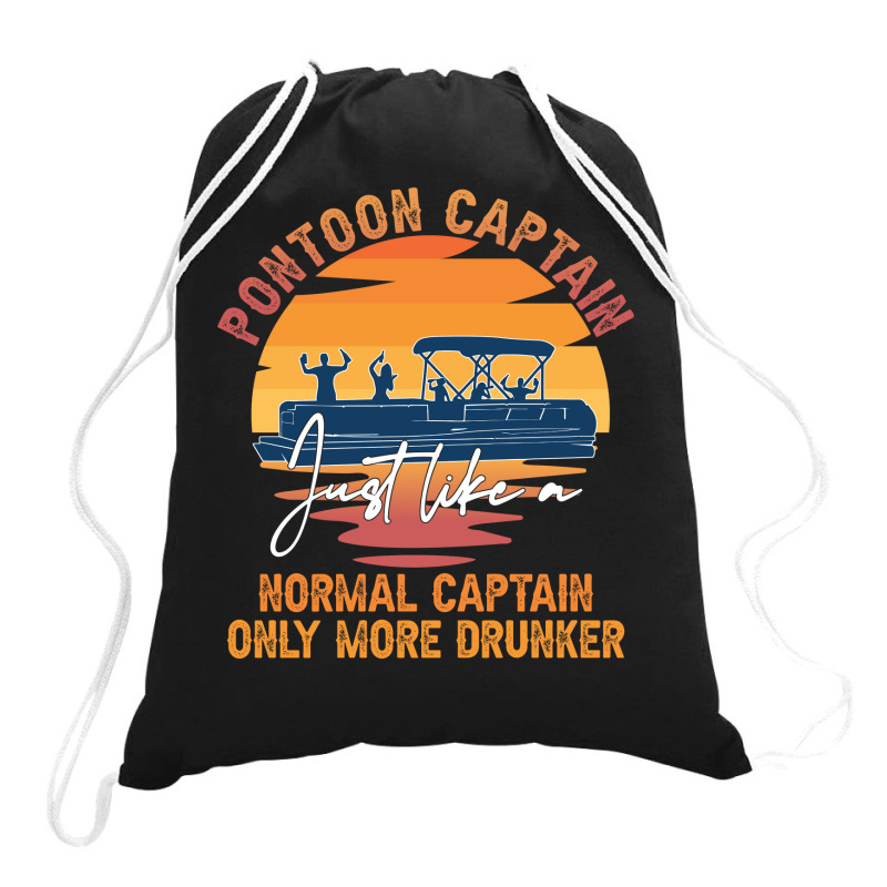 Funny Pontoon Captain Boat Lake Boating Beer Gift For Dad Drawstring Bags | Artistshot