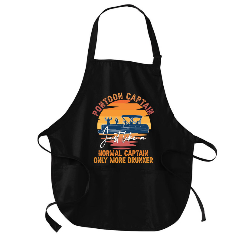 Funny Pontoon Captain Boat Lake Boating Beer Gift For Dad Medium-length Apron | Artistshot