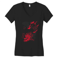 Dragon Black And Red Women's V-neck T-shirt | Artistshot