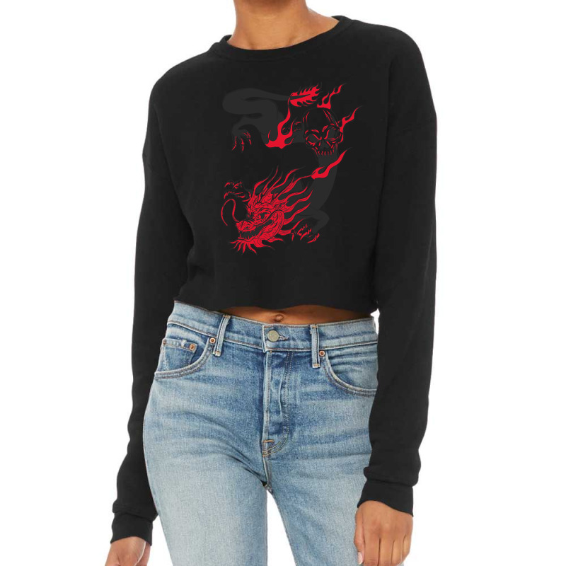 Dragon Black And Red Cropped Sweater by Kenlofu52 | Artistshot