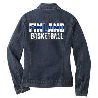 Finland Basketball Fans Jersey Finnish Flag Slam Dunk Sport Premium T Ladies Denim Jacket | Artistshot