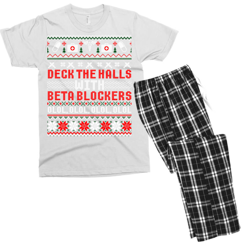 Deck The Halls Beta Blockers Nurse Christmas Ugly Sweater Long Sleeve Men's T-shirt Pajama Set by cm-arts | Artistshot