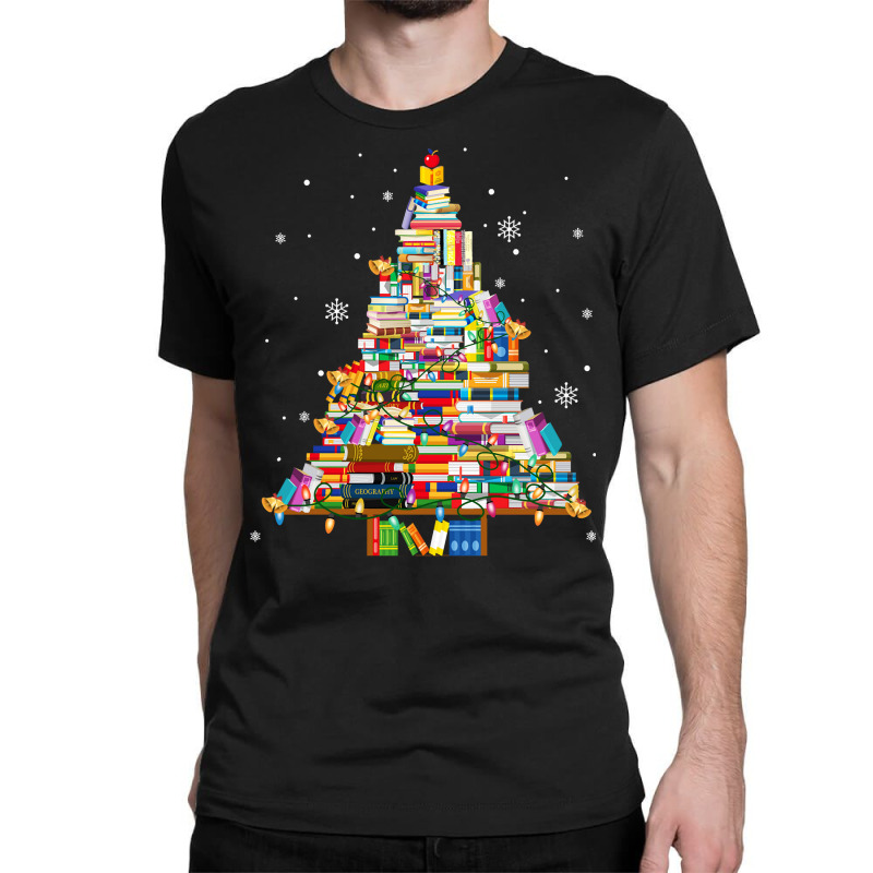 Christmas Library Tree Lights For Librarian And Book Lover Long Sleeve Classic T-shirt by cm-arts | Artistshot