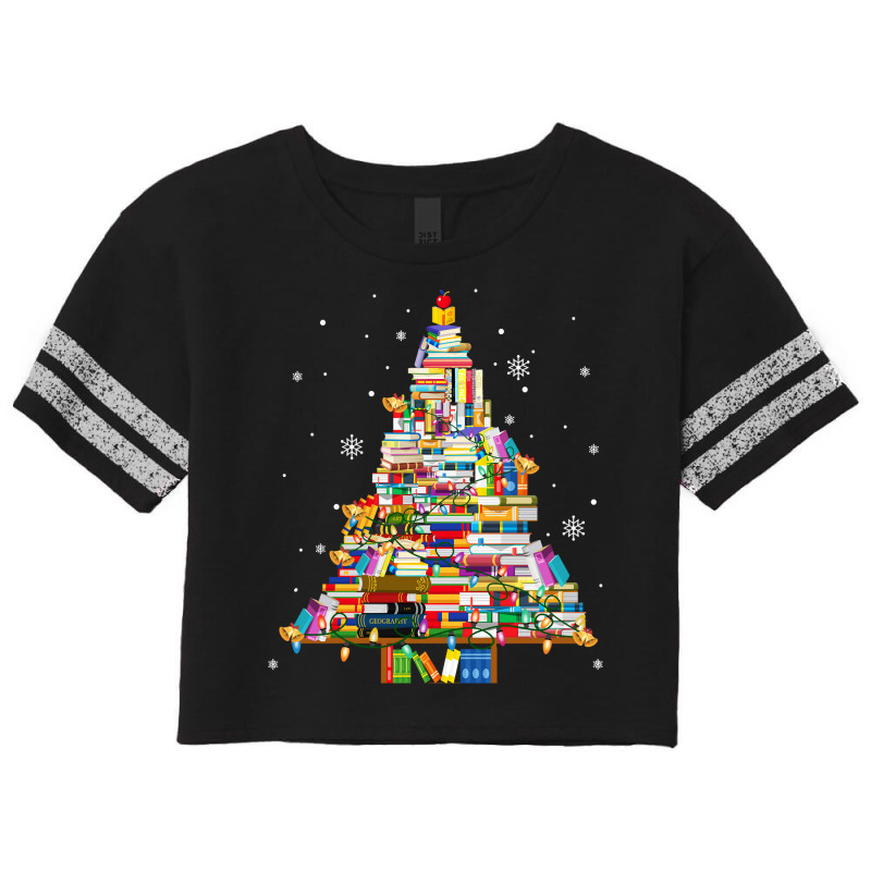 Christmas Library Tree Lights For Librarian And Book Lover Long Sleeve Scorecard Crop Tee by cm-arts | Artistshot