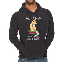 Just A Girl Who Loves Books And Cats Reading Vintage Hoodie | Artistshot