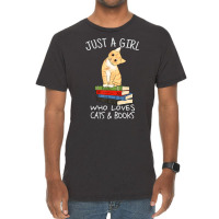 Just A Girl Who Loves Books And Cats Reading Vintage T-shirt | Artistshot