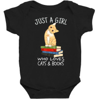 Just A Girl Who Loves Books And Cats Reading Baby Bodysuit | Artistshot