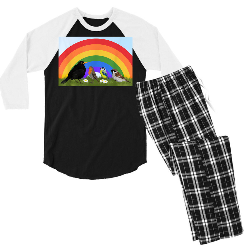 Blackbird Robin Rainbow Bird Birdlover Birdwatcher Biologist T Shirt Men's 3/4 Sleeve Pajama Set by cm-arts | Artistshot