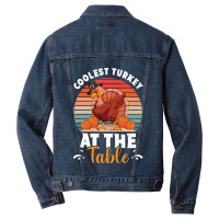 Thanksgiving Turkey Coolest Turkey At The Table Funny Cool Family Men Denim Jacket | Artistshot