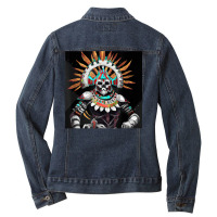 Dia De Los Muertos Aztec Warrior Calavera Mayan Mythology T Shirt Ladies Denim Jacket | Artistshot