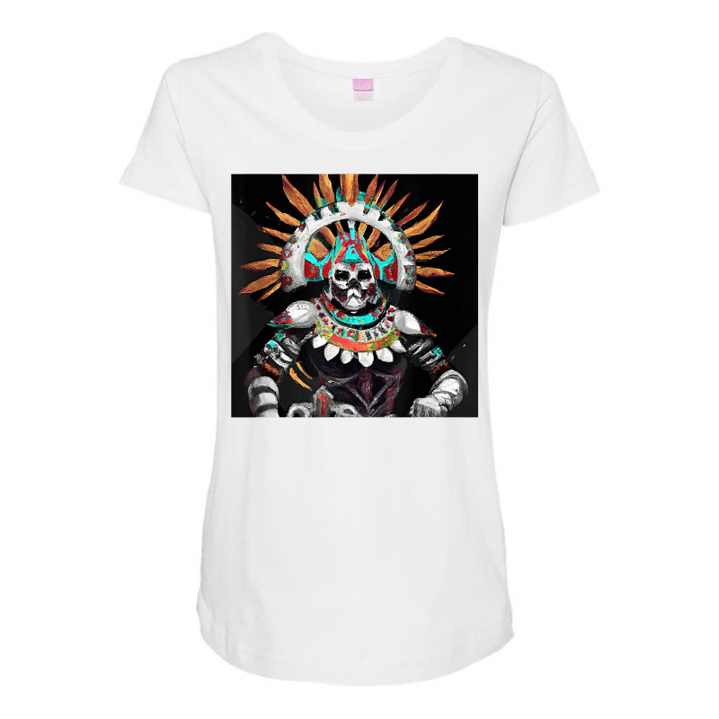 Dia De Los Muertos Aztec Warrior Calavera Mayan Mythology T Shirt Maternity Scoop Neck T-shirt by cm-arts | Artistshot