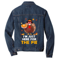 Thanksgiving Turkey Here For Pie Thanksgiving Funny Turkey Face Mask G Men Denim Jacket | Artistshot