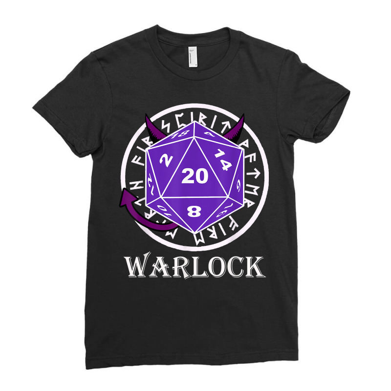 D20 Dice Warlock Rpg Class Tabletop Roleplaying Gift T Shirt Ladies Fitted T-Shirt by cm-arts | Artistshot