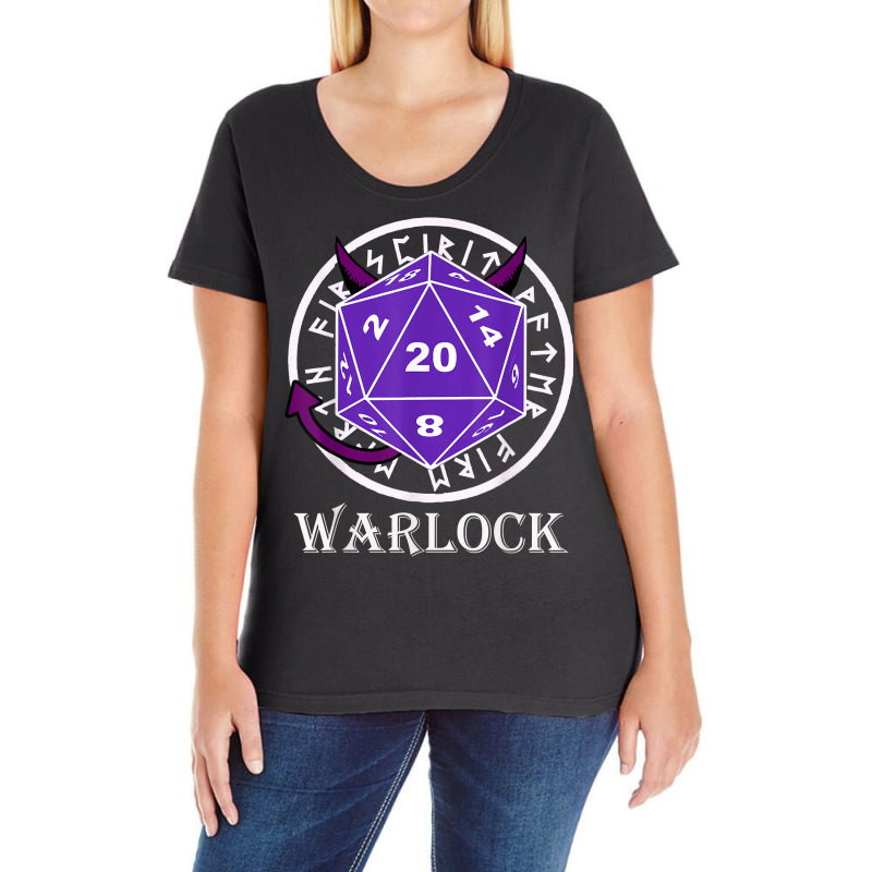 D20 Dice Warlock Rpg Class Tabletop Roleplaying Gift T Shirt Ladies Curvy T-Shirt by cm-arts | Artistshot