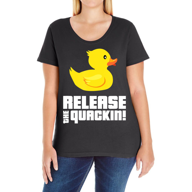 Release The Quackin! Yellow Rubber Ducks Ladies Curvy T-Shirt by cm-arts | Artistshot