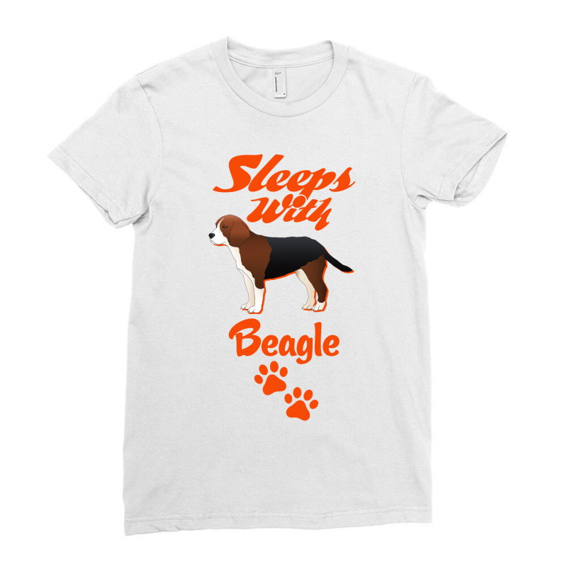 Sleeps With Beagle Ladies Fitted T-Shirt by tshiart | Artistshot