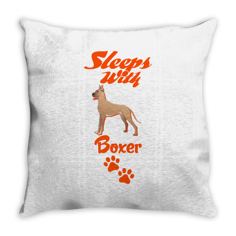 Sleeps With Boxer Throw Pillow | Artistshot