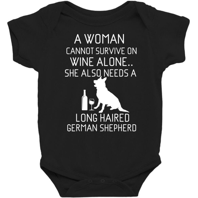 Long Haired German Shepherd Wine Gsd Quote Baby Bodysuit by cm-arts | Artistshot