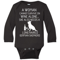 Long Haired German Shepherd Wine Gsd Quote Long Sleeve Baby Bodysuit | Artistshot