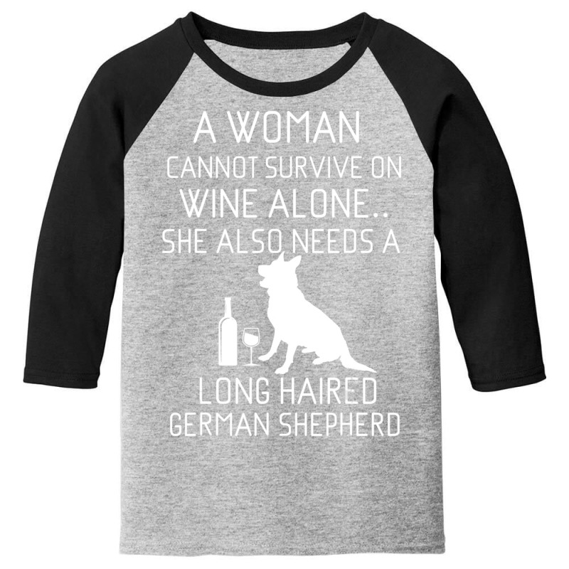 Long Haired German Shepherd Wine Gsd Quote Youth 3/4 Sleeve by cm-arts | Artistshot